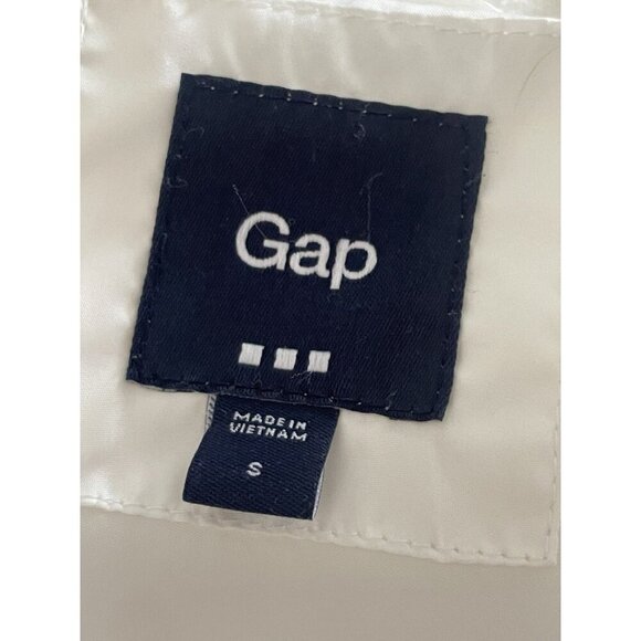 Gap White Puffer Vest Zipper Button Snap Cinch Waist Women’s Small - Picture 4 of 8